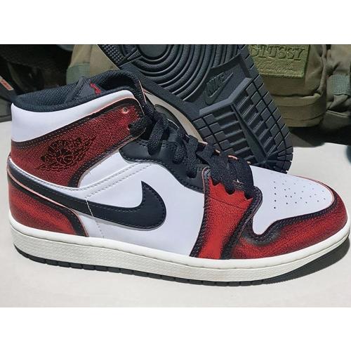 26.5cm DV9565-006 AIR JORDAN 1 MID SE Wear Away Black Red White 