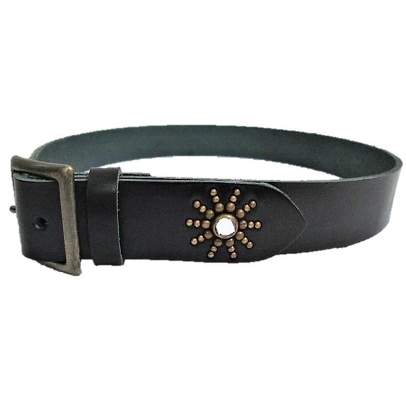 栃木レザー エンドオンリー スタッズベルト 黒 クリスタルスポッツ