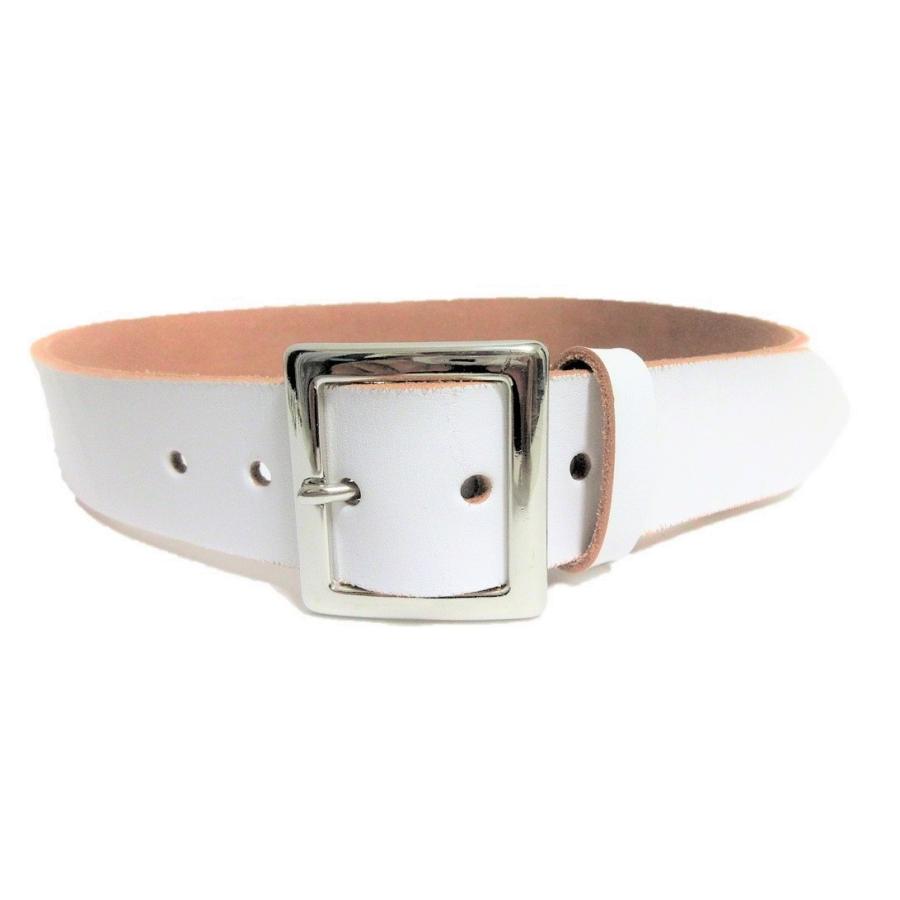 栃木レザーベルト プレーンバックル 白 ニッケルメッキバックル 本革
