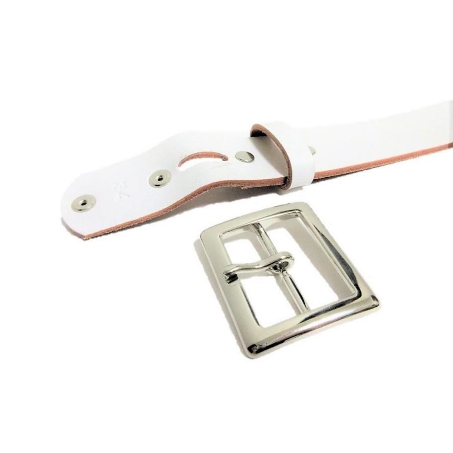 栃木レザーベルト プレーンバックル 白 ニッケルメッキバックル 本革