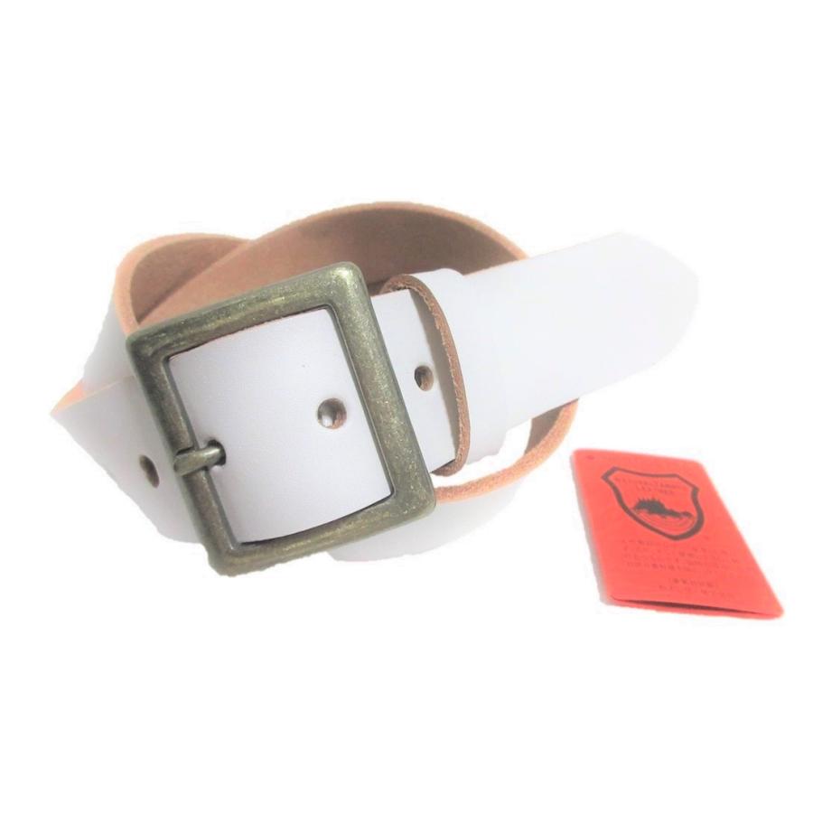 栃木レザーベルト プレーンバックル 白 ヴィンテージ調バックル 本革