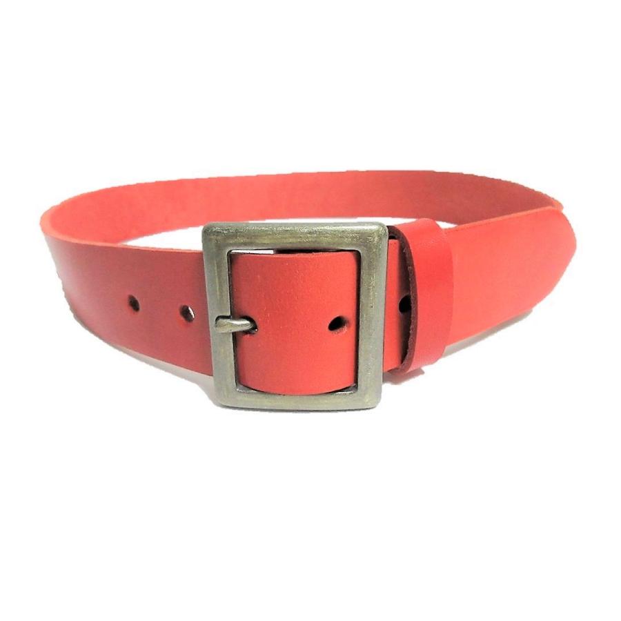 栃木レザーベルト プレーンバックル 赤 ヴィンテージ調バックル 本革
