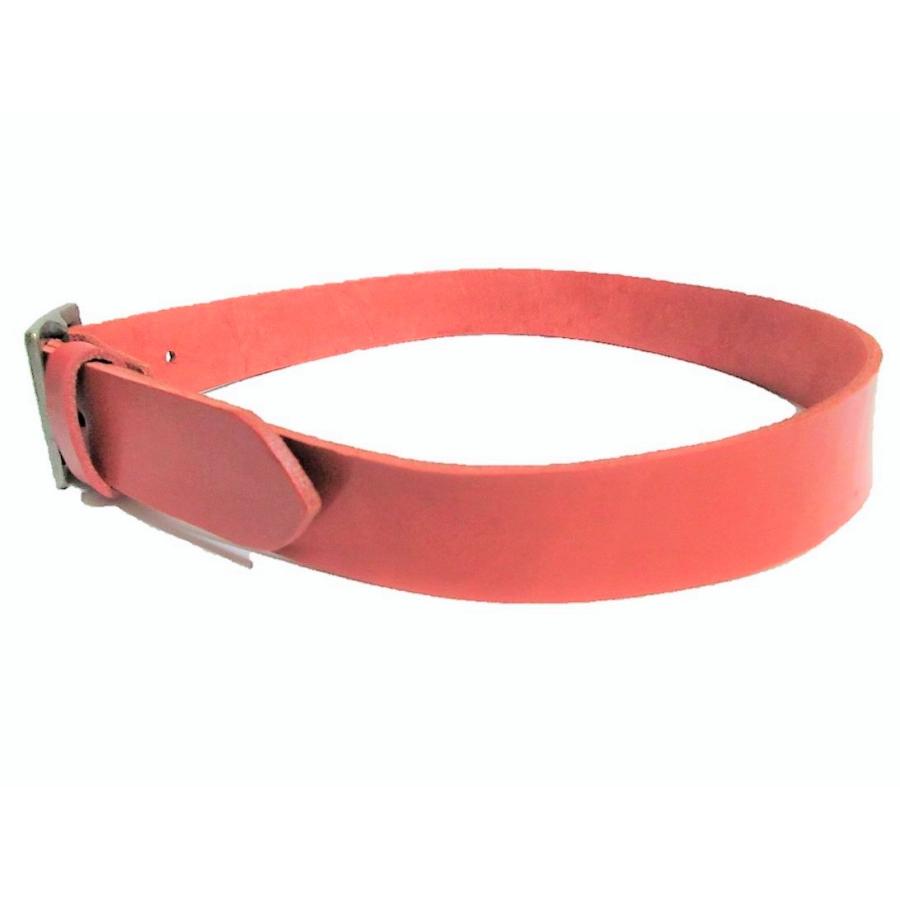 栃木レザーベルト プレーンバックル 赤 ヴィンテージ調バックル 本革