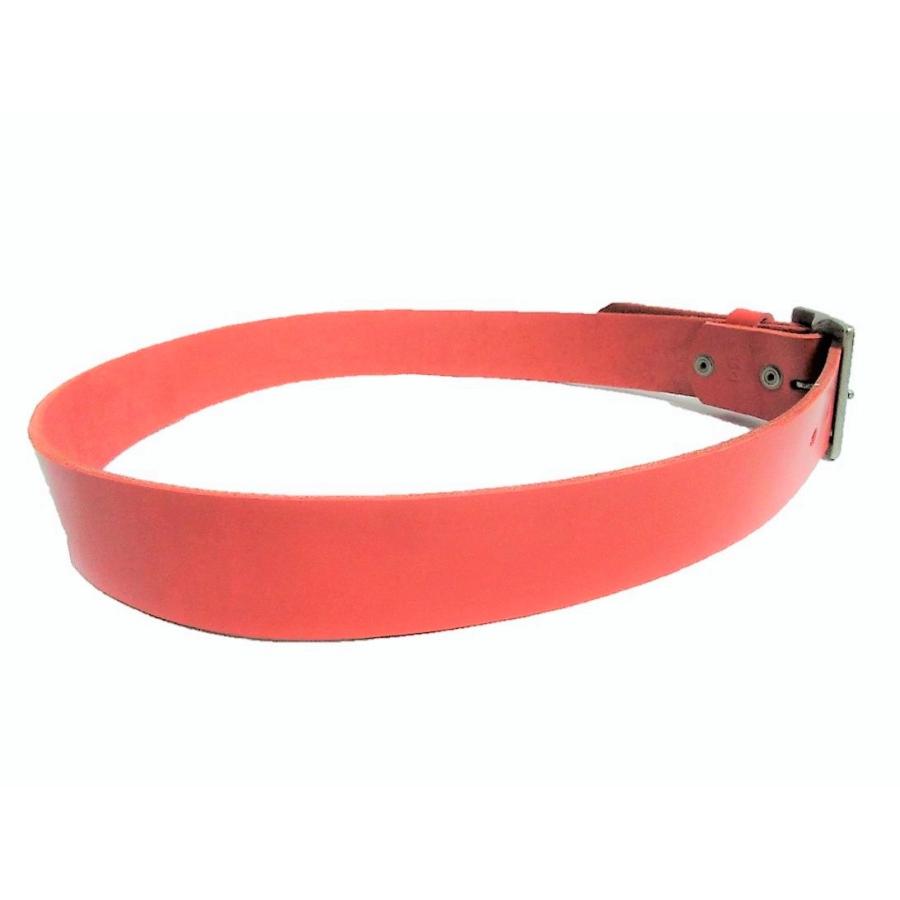 栃木レザーベルト プレーンバックル 赤 ヴィンテージ調バックル 本革