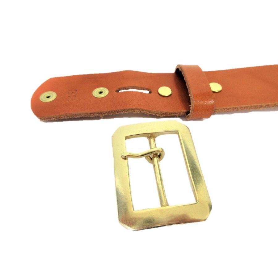 真鍮製八角バックル 栃木レザーベルト キャメル 40mm幅 本革 日本製