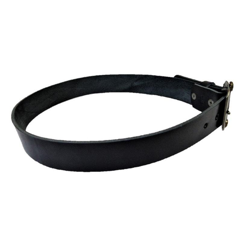 栃木レザーベルト 黒 スタッズ付きバックル ターコイズカラー