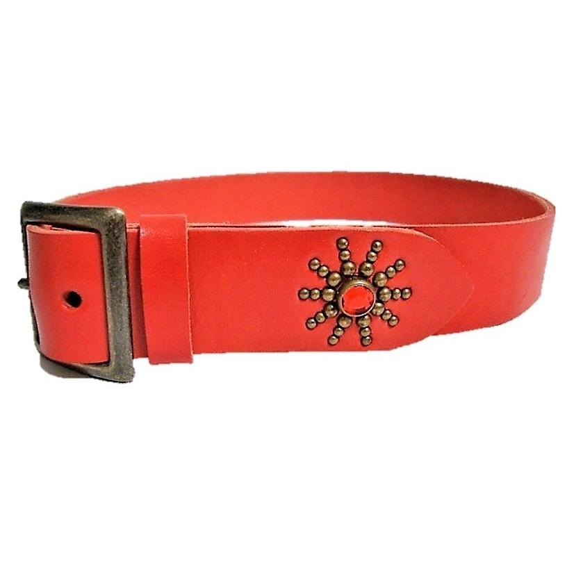 栃木レザー エンドオンリー スタッズベルト 赤 レッドスポッツ