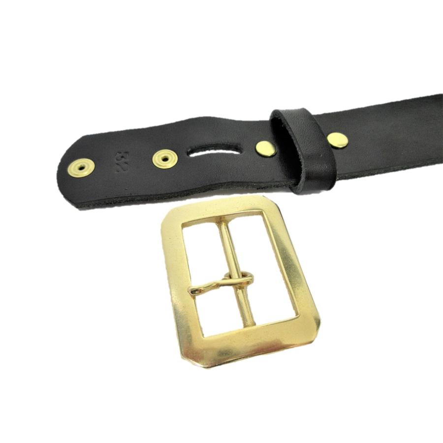 真鍮製八角バックル 栃木レザーベルト 黒 40mm幅 日本製 牛革メンズ