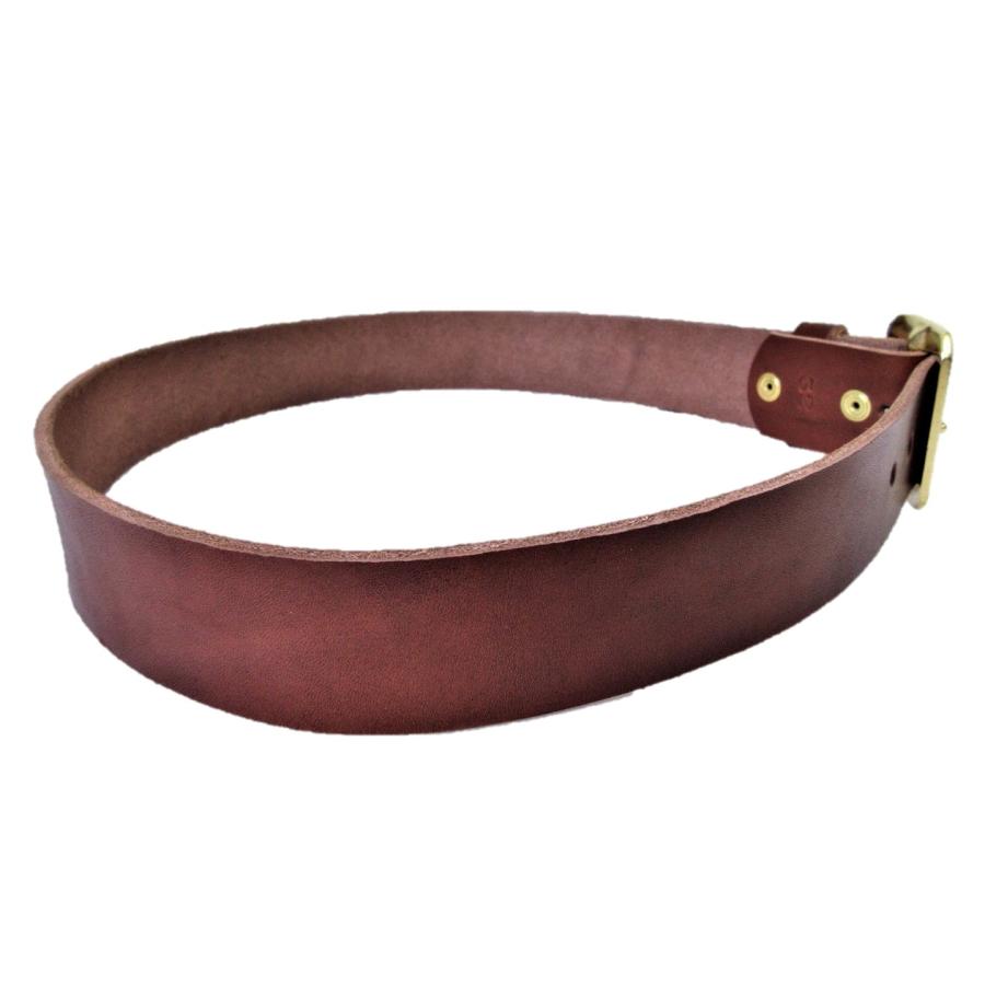 真鍮製八角バックル 栃木レザーベルト チョコ 40mm幅 日本製