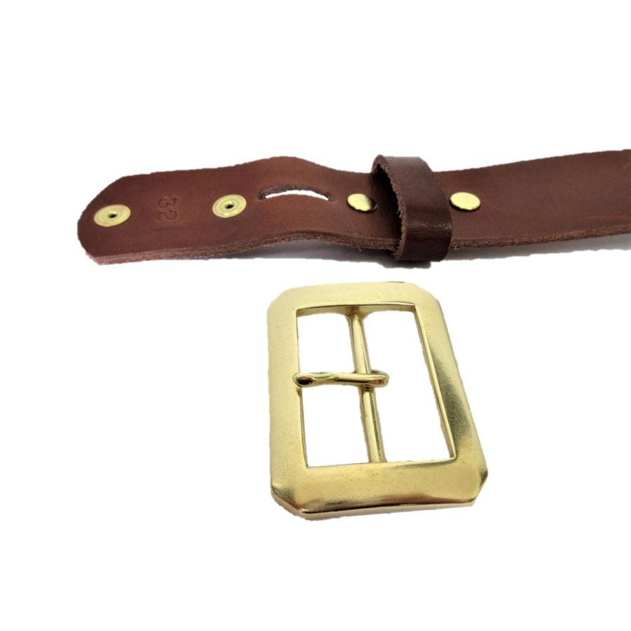 真鍮製八角バックル 栃木レザーベルト チョコ 40mm幅 日本製