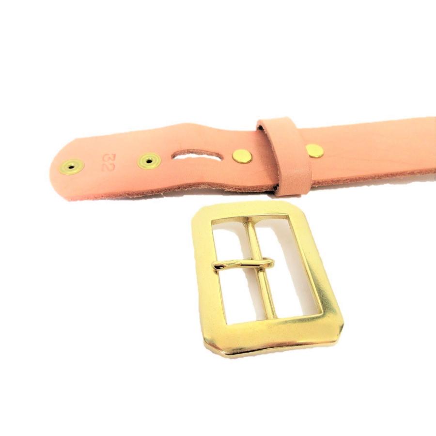 真鍮製八角バックル 栃木レザーベルト ナチュラル 40mm幅 日本製