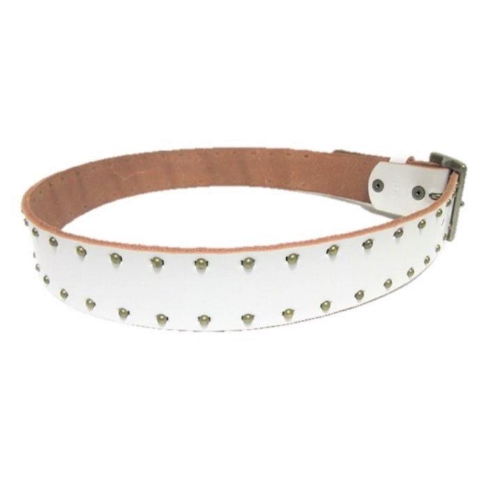 栃木レザー ヴィンテージ調スタッズベルト 白 サイドオンリー 日本製