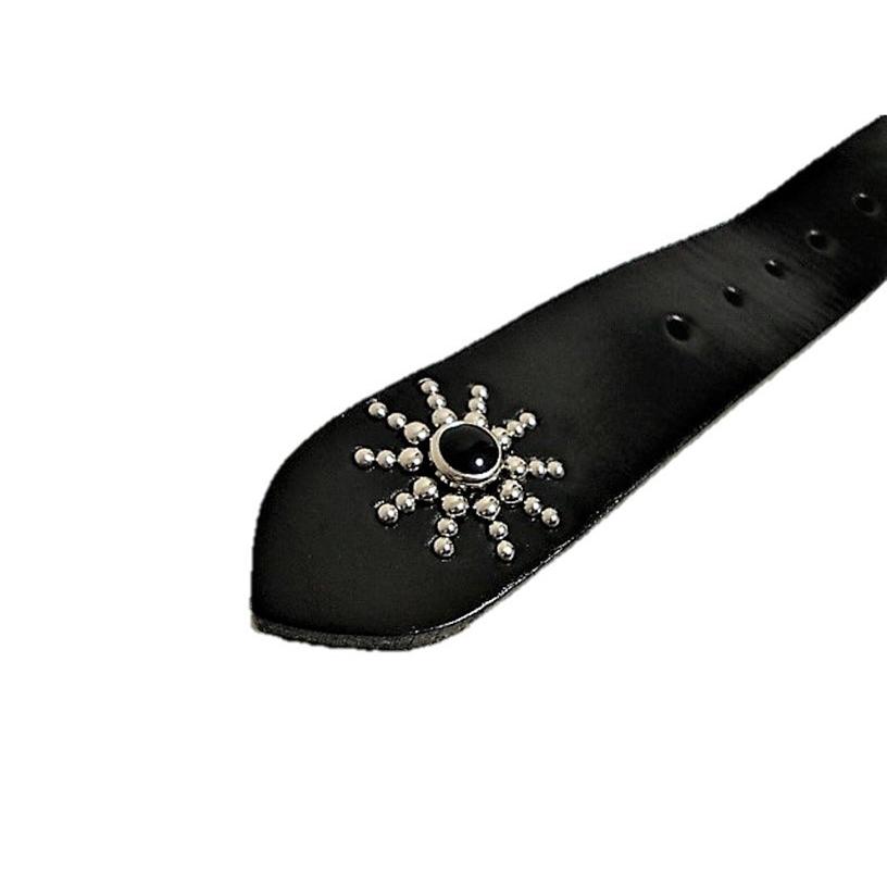 栃木レザー エンドオンリー スタッズベルト 黒 オニキススポッツ 日本