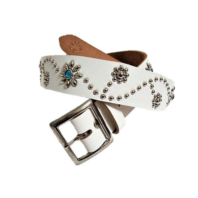 koya栃木レザースタッズベルト　アクアブルー herianess_tk163