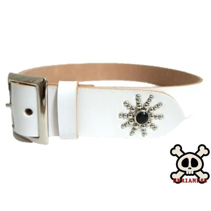 栃木レザー エンドオンリー スタッズベルト 白 ブラックスポッツ 日本