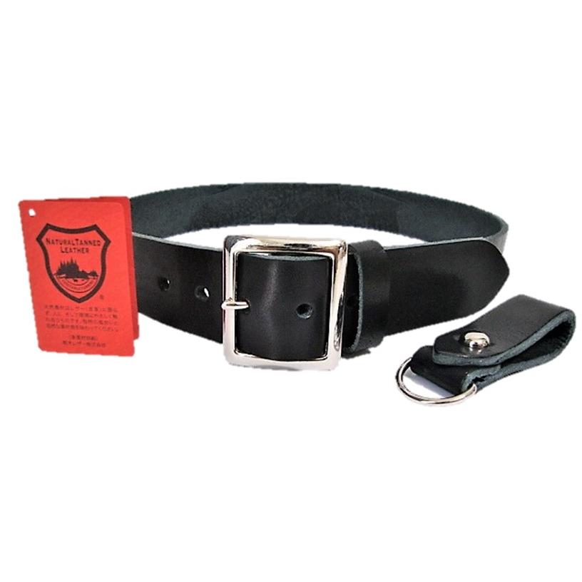 40mm幅 栃木レザーベルト ループホルダー付 黒 ニッケル鍍金