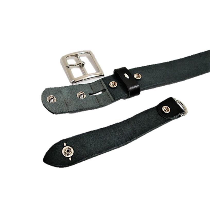 40mm幅 栃木レザーベルト ループホルダー付 黒 ニッケル鍍金