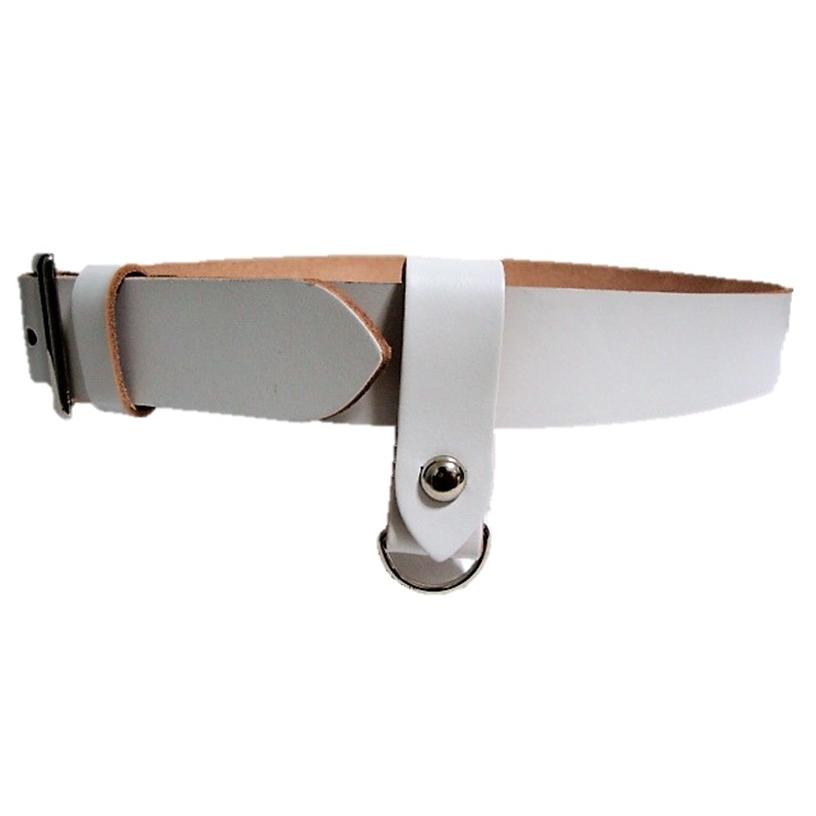 栃木レザーベルト ループホルダー付 白 40mm ニッケル鍍金バックル