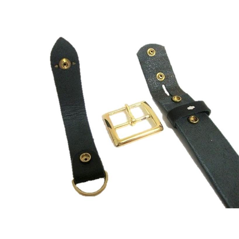 栃木レザーベルト（黒）ニッケルバレル鍍金バックル　４０ｍｍ幅　2本 栃木レザーベルト（黒）アンティークゴールド鍍金バックル