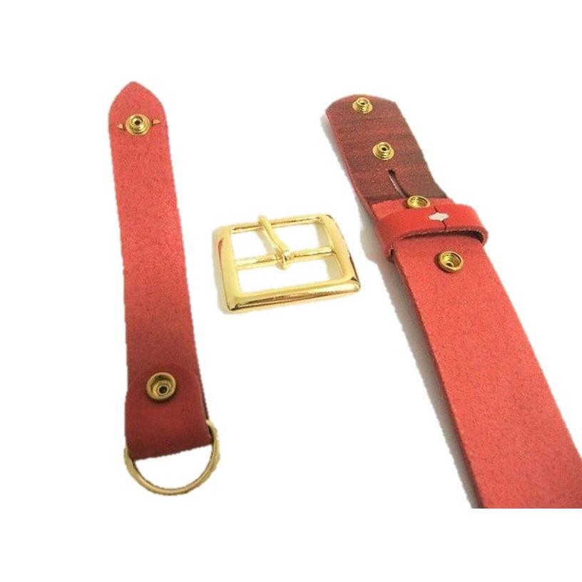 栃木レザーベルト（赤）アンティークゴールド鍍金バックル　４０ｍｍ幅　一枚革 栃木レザーベルト（赤）ゴールド鍍金バックル 40mm幅 一枚革