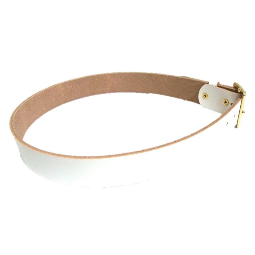 栃木レザーベルト ループホルダー付 白 40mm ゴールド鍍金バックル