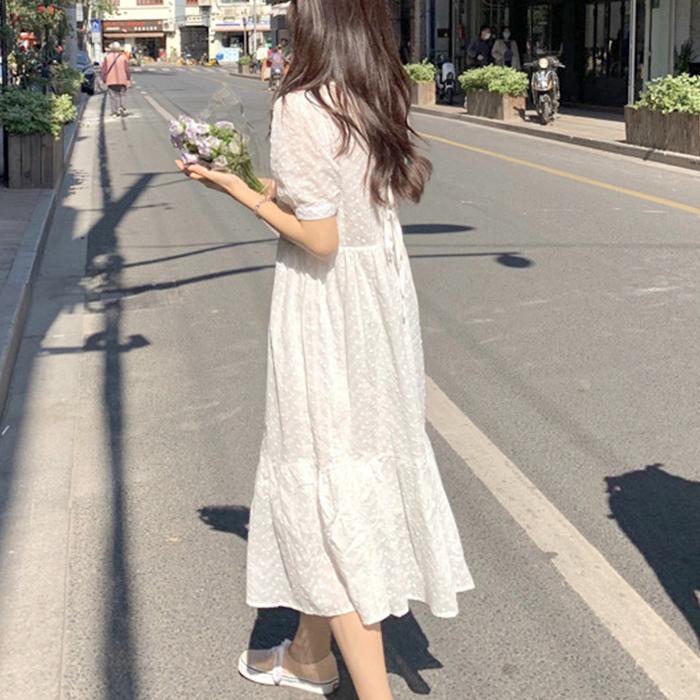 バックリボンティアードワンピース レディース ワンピース ティアード バックリボン バックシャン ぽわん袖 ドット 透け感 シアー 韓国ファッション 韓国 118 Herisson Design 通販 Yahoo ショッピング