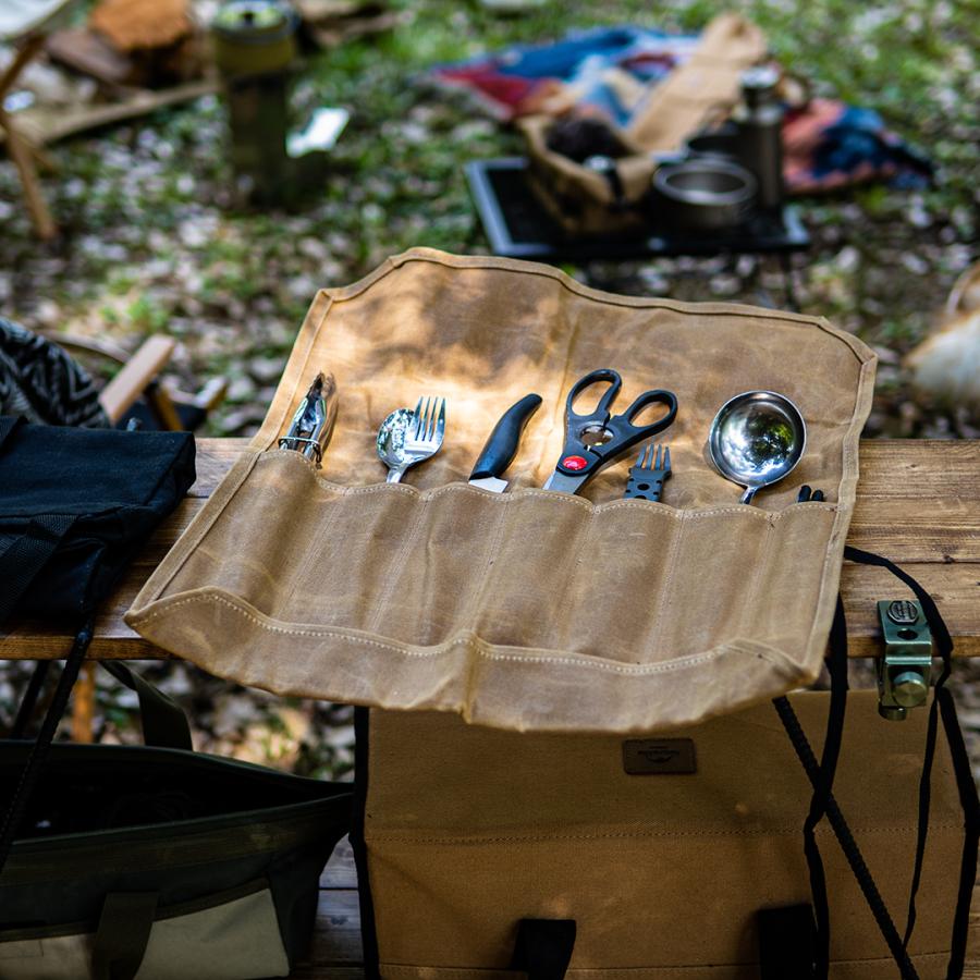 カトラリーケース 22春夏新作 食器 収納ケース キャンプ アウトドア用品 ロウ加工 ソロキャンプ