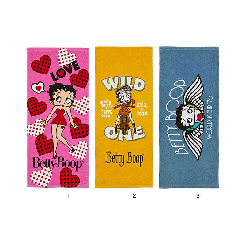 レターパックプラス対応 BETTY BOOP ベティブープ フェイスタオル 75×34cm ピンク ロングタオル コットン 綿100% アメリカキャラクター 日用品 生活用品 可愛い | BETTY BOOP