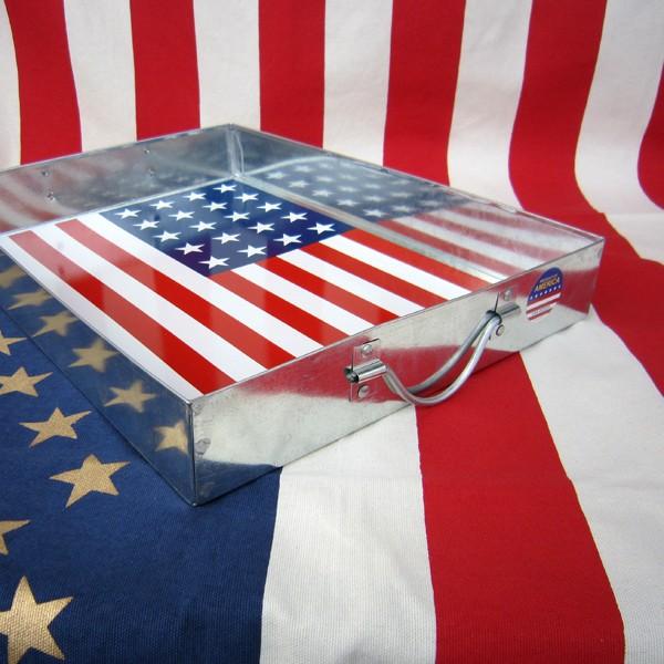 U S フラッグ スチール トレイ Lサイズ アメリカ国旗柄 星条旗柄 スチィール ティン 手持ち付き お盆 収納ケース 格好良い オシャレ 生活雑貨 生活用品 シルバー In 065 アメリカン雑貨hermit ハーミット 通販 Yahoo ショッピング