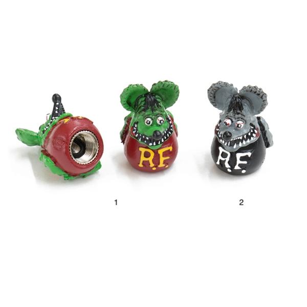 レターパックプラス対応 RAT FINK ラットフィンク エアーバルブ キャップ 1ペア 緑色 グリーン グレー フィギュア カーアクセサリー ドレスアップ カスタム | 