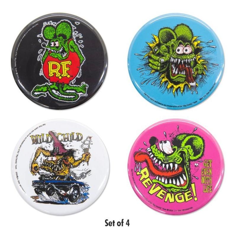 レターパックプラス対応 RAT FINK ラットフィンク マグネット 4個セット 缶マグネット 磁石 キャラクター 生活雑貨 インテリア雑貨 ガレージ ディスプレイ | RAT FINK