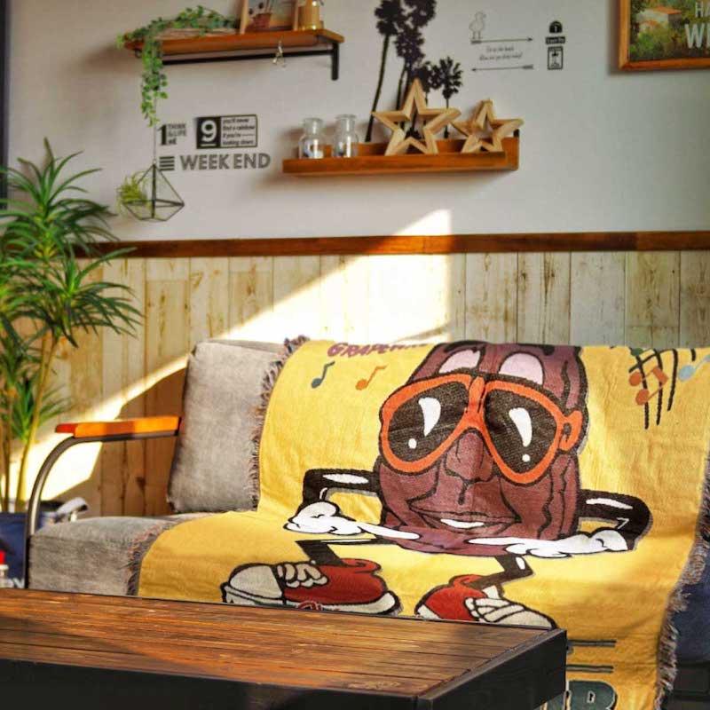 カリフォルニアレーズン フリンジ タペストリー 170×120cm 大きい