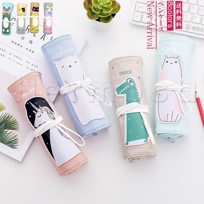 ペンケース レディース メンズ ペンポーチ 筆箱 小物収納 くるくる ロール型 キャラクター ペン差しポケット 丸筒ポーチ付き 筆入れ 可愛い 学生 送料無料 01hba615 Hermosa 通販 Yahoo ショッピング