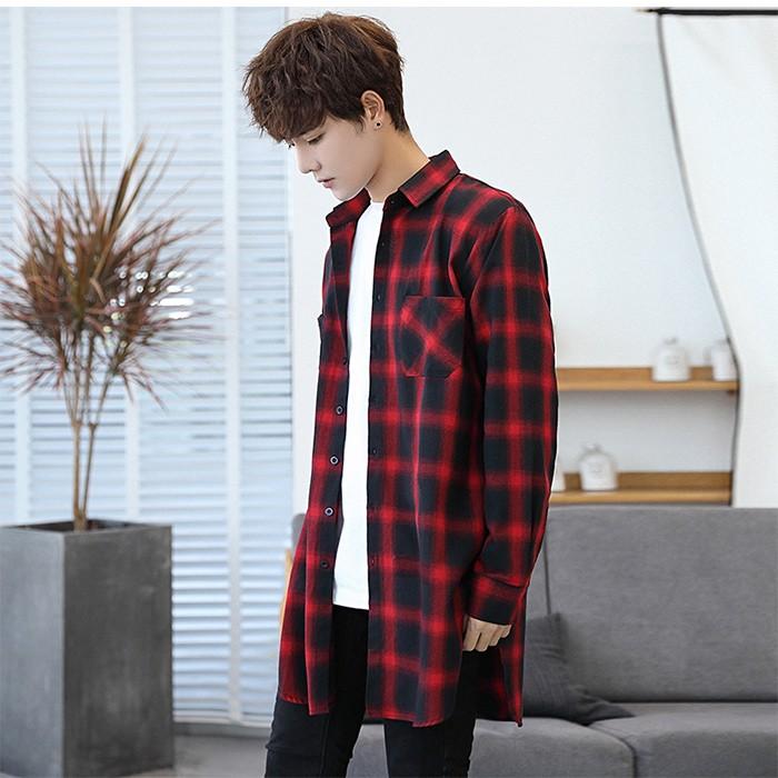 ロングシャツ メンズ チェック柄 シャツ 長袖 カジュアル 夏用 薄手 春秋 大きいサイズ シャツコート トップス かっこいい おしゃれ 送料無料 02hgt726 Hermosa 通販 Yahoo ショッピング