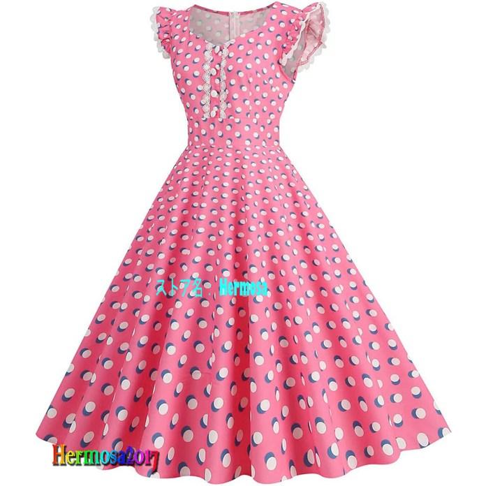 ❤️ノースリーブ♡ユリ柄ドレス】新作インポート✨ピンク膝丈ワンピ