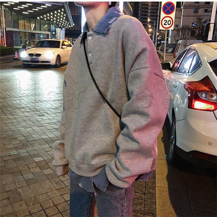 トレーナー 重ね着風 メンズ 長袖 シャツ襟 厚手 薄手 裏起毛 ボア付き スウェット かっこいい スポーツ トップス アウター 送料無料 Hc19ga0040 Hermosa 通販 Yahoo ショッピング