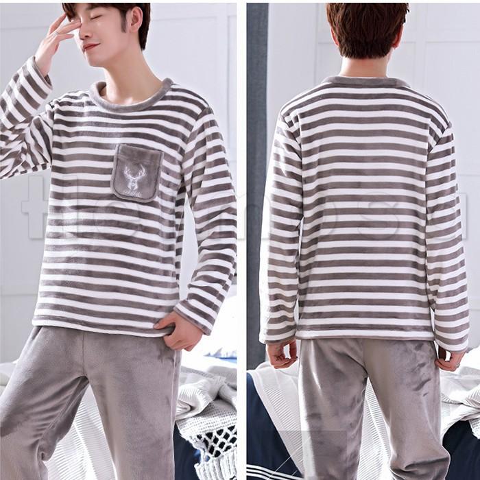 フリース パジャマ メンズ 上下セット 長袖 ルームウェア ボーダー柄 ストライプ柄 寝巻き 部屋着 もこもこ ふわふわ 暖かい 長ズボン 送料無料 Hc19gpgm0008 Hermosa 通販 Yahoo ショッピング