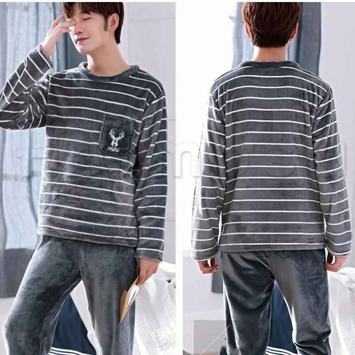 フリース パジャマ メンズ 上下セット 長袖 ルームウェア ボーダー柄 ストライプ柄 寝巻き 部屋着 もこもこ ふわふわ 暖かい 長ズボン 送料無料 Hc19gpgm0008 Hermosa 通販 Yahoo ショッピング