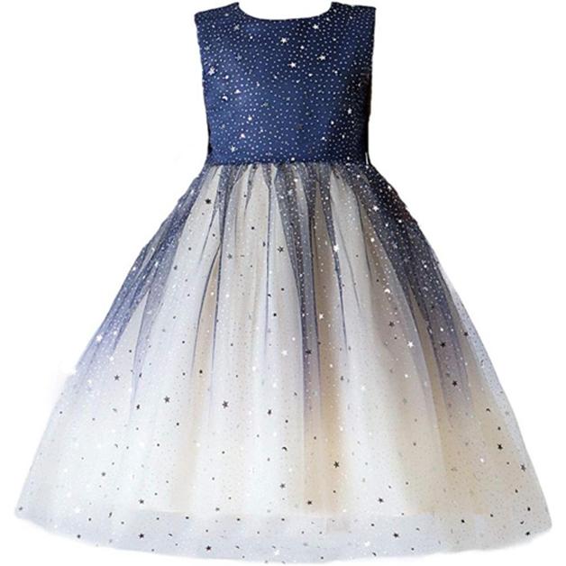発表会ドレス 子供 キラキラ 星スパンコール オーガンジー プリンセス  