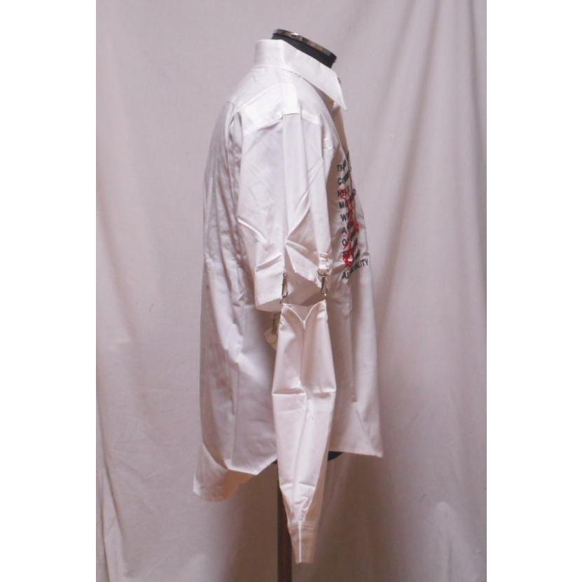 刺繍入り シャツ チェック生地付き 袖取り外し可 フリーサイズ