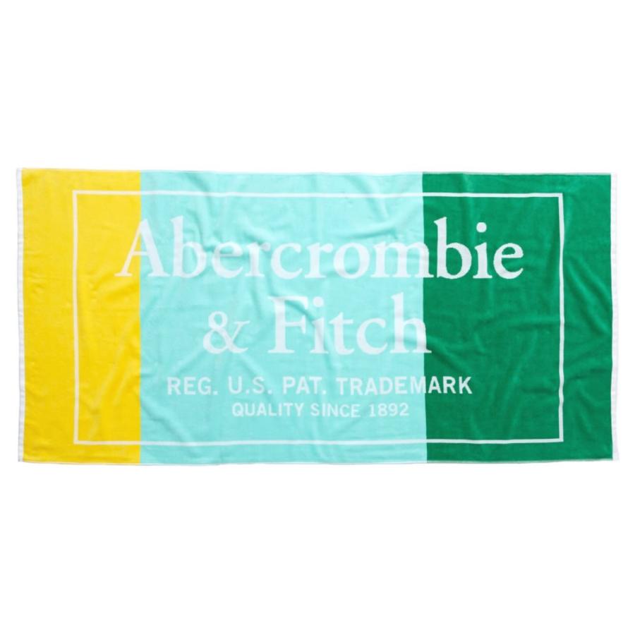 【並行輸入品】アバクロンビー&フィッチ ビーチタオル Abercrombie&Fitch Logo Beach Towel (グリーンブルー