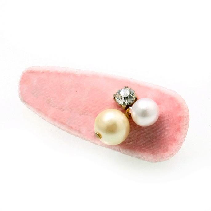 ぱっちんピン ヘアピン ベロア パール付き ビジューパッチンピン B29