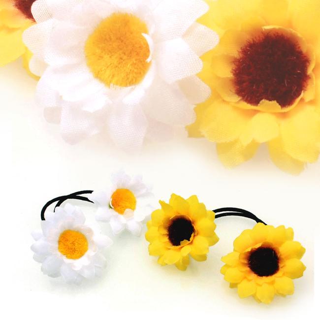 ひまわり マーガレット ベビーヘアクリップ ヘアピン ヘアゴム 花