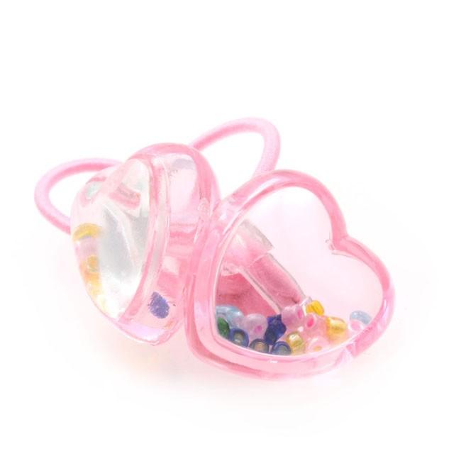 ヘアゴム カプセルハート ビーズ入り 両付き C25-44 子供 ガールズ