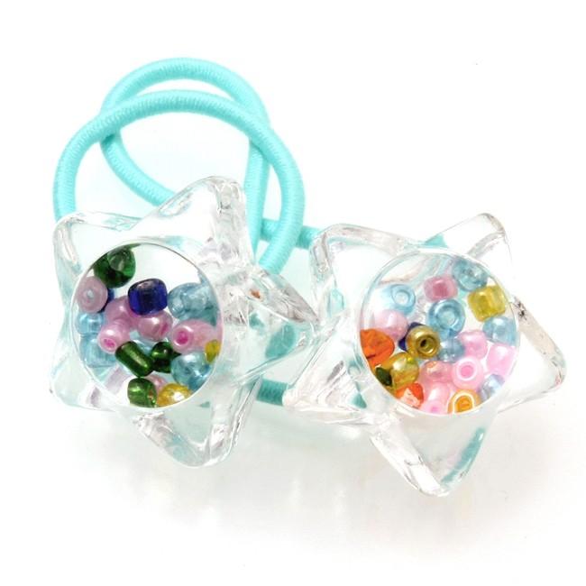 ヘアゴム 子供 キッズ 星 スター ビーズカプセル C25-46 スケルトン