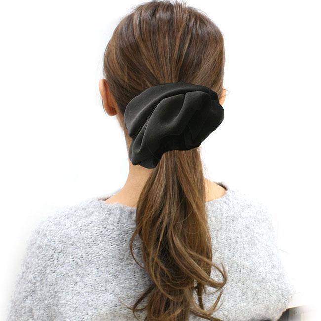 シュシュ 大きめ 黒 シフォン生地 ブラックフォーマル E17- 就活 冠婚