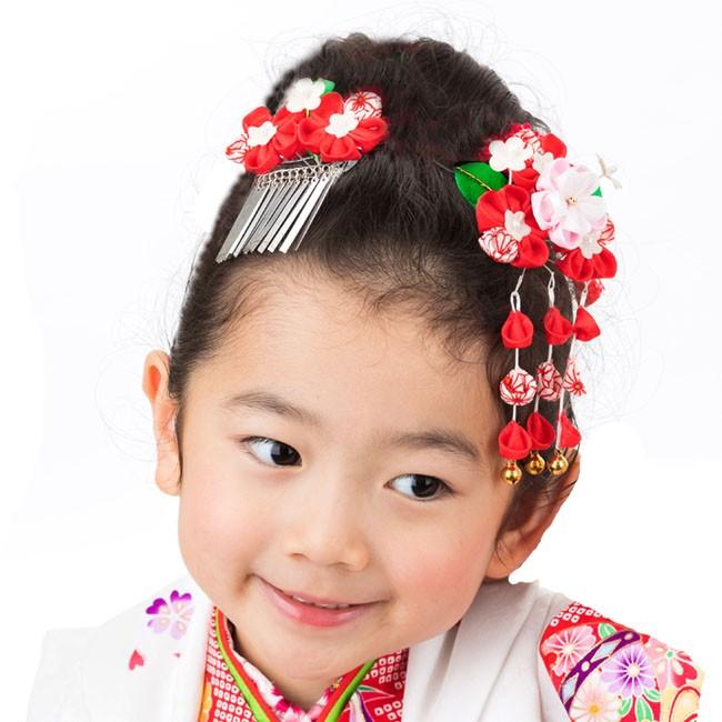 七五三 髪飾り 3歳 7歳 かみかざり パッチンピン 2点セット ちりめん
