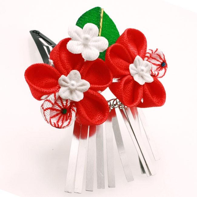 七五三 髪飾り 3歳 7歳 かみかざり パッチンピン 2点セット ちりめん