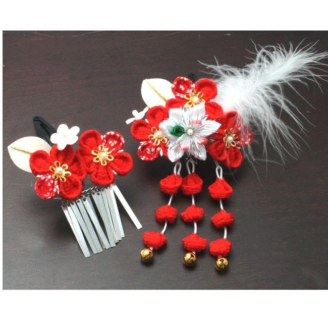 七五三 髪飾り 三歳 3歳 7歳 かみかざり パッチンピン 2点セット