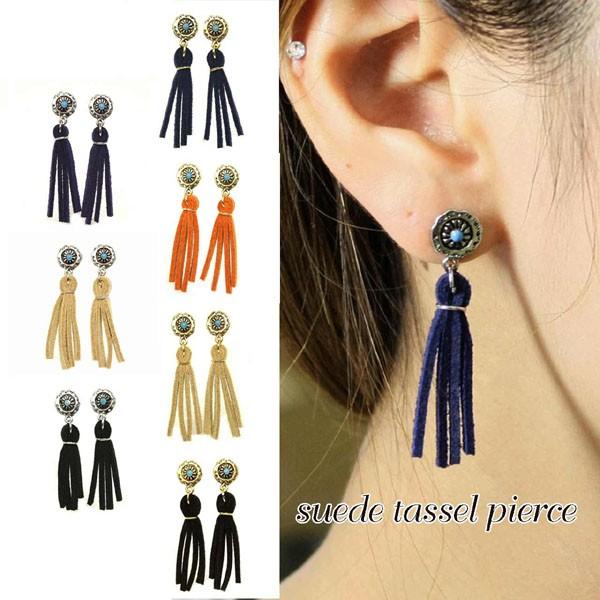 樹脂ポスト タッセル&プレートピアス P10-21 ゴールド シルバー  